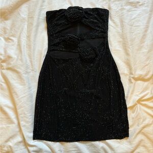 Korinna Strapless Rose Diamante Mini Dress